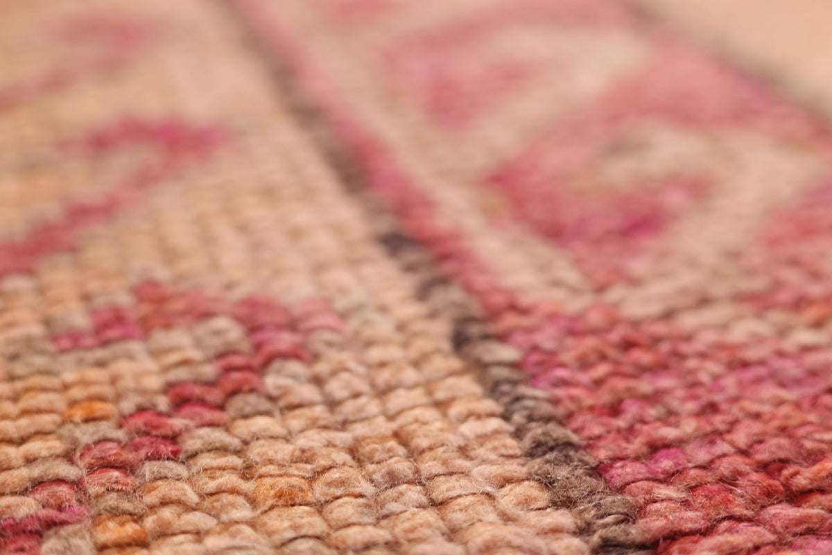 Vintage Southeastern Persian Style Runner Rug 3x10 ft — Pink & Orange Geometric