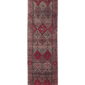 Vintage Southeastern Persian Style Runner Rug 3x11 ft — Red & Brown Geometric