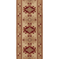 Vintage Muğla Turkish Runner Rug 2x7 ft — Beige & Brown Geometric