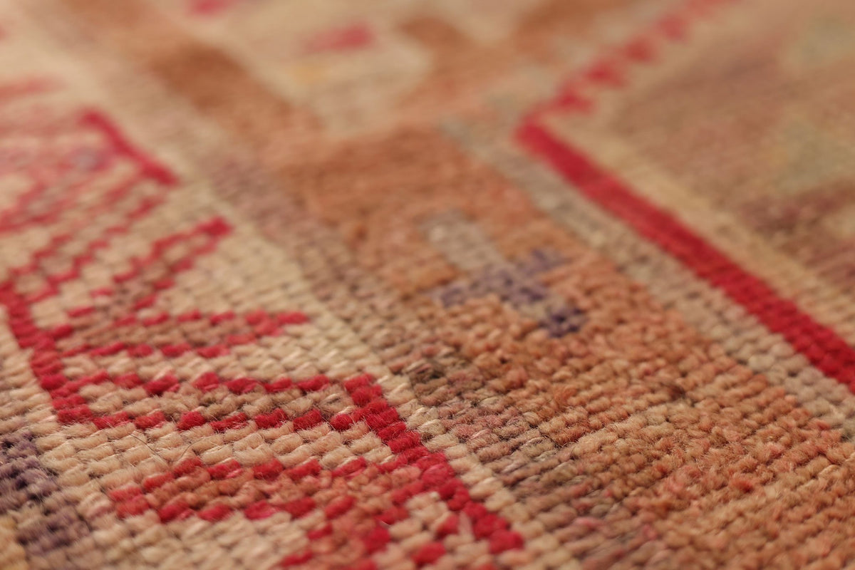 Vintage Southeastern Persian Style Runner Rug 3x8 ft — Brown & Red Geometric