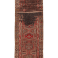 Vintage Southeastern Persian Style Runner Rug 3x8 ft — Brown & Red Geometric
