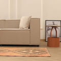 Vintage Malatya Turkish Runner Rug 3x8 ft — Orange & Brown Geometric