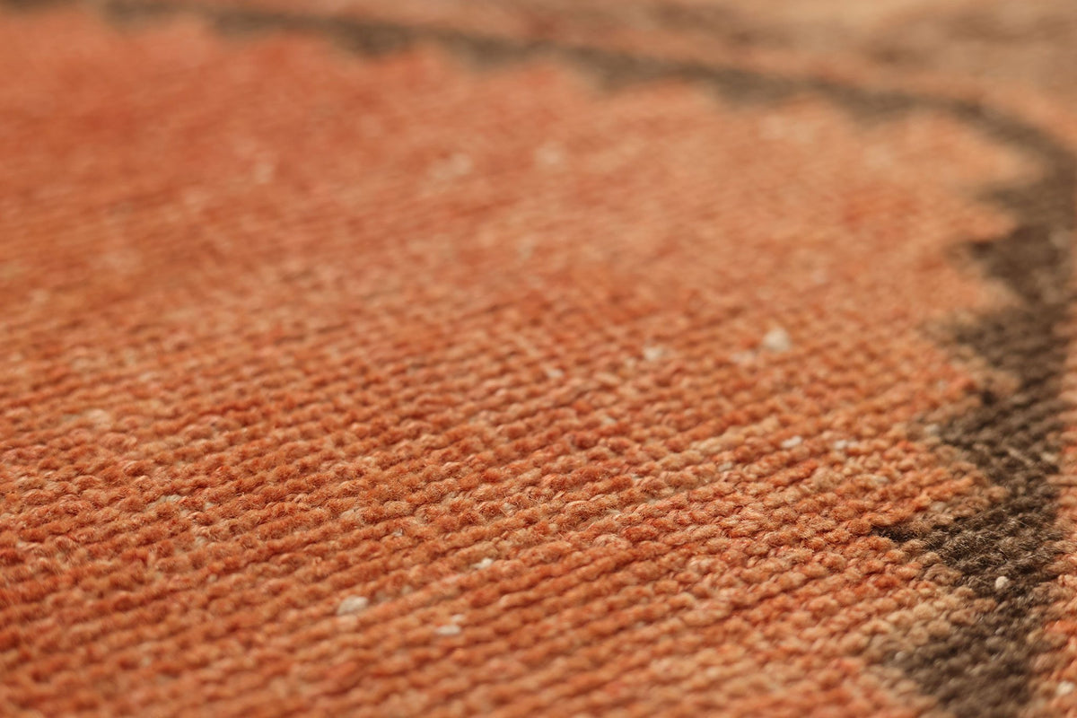 Vintage Malatya Turkish Runner Rug 3x8 ft — Orange & Brown Geometric