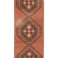 Vintage Malatya Turkish Runner Rug 3x8 ft — Orange & Brown Geometric