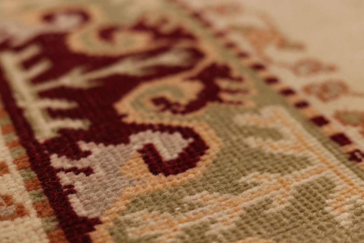 Vintage Uşak Turkish Runner Rug 3x10 ft — Beige & Brown Floral