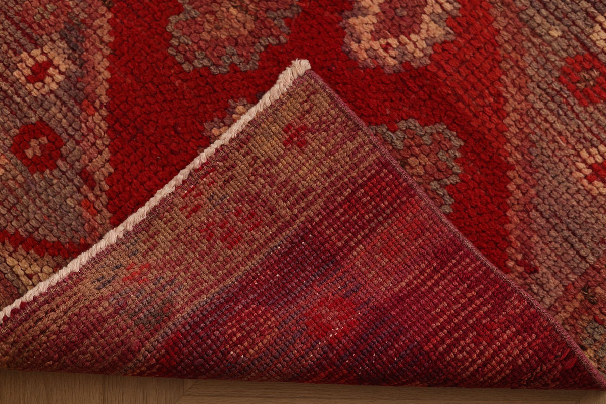 Vintage Southeastern Persian Style Runner Rug 3x10 ft — Red & Brown Geometric