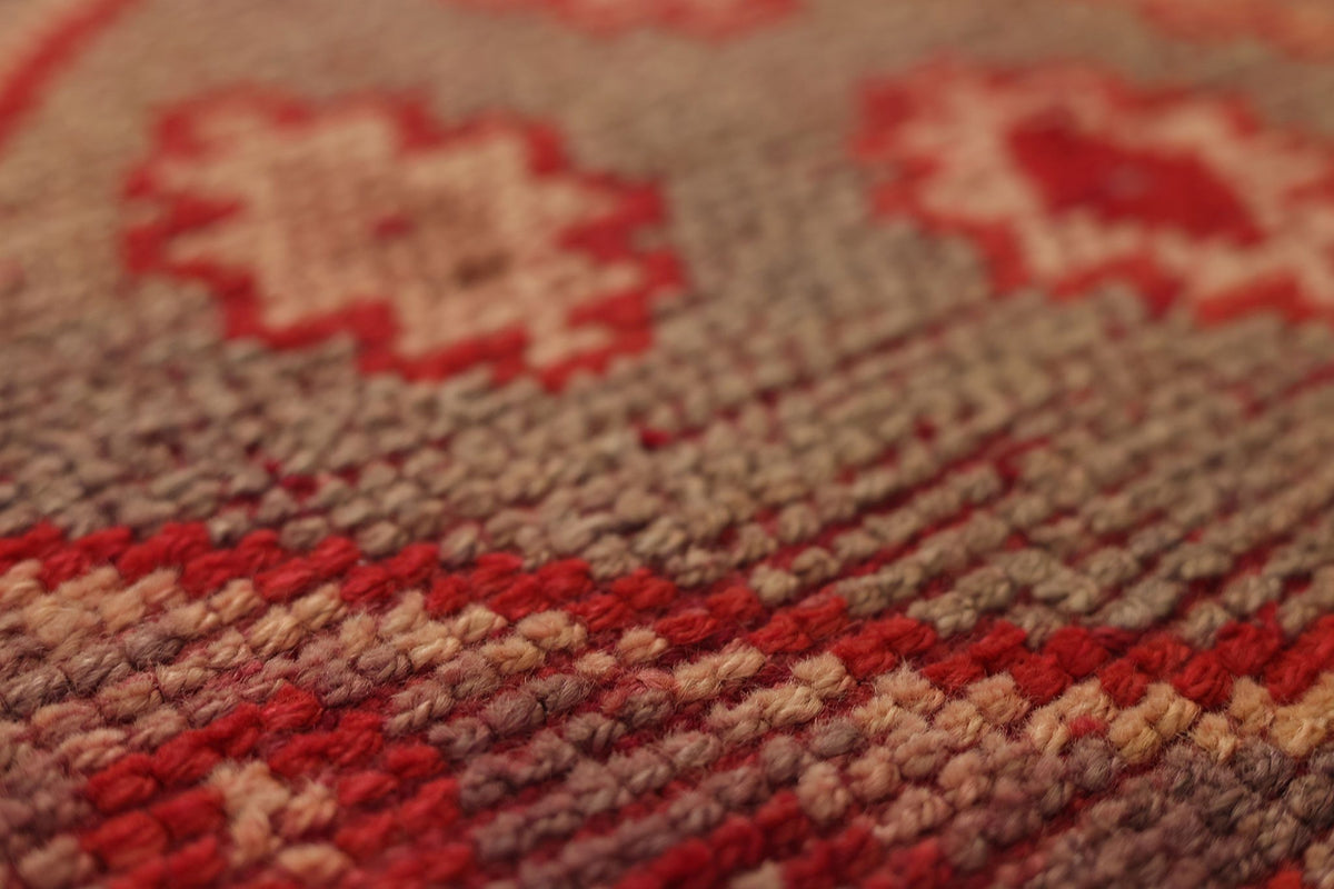 Vintage Southeastern Persian Style Runner Rug 3x10 ft — Red & Brown Geometric