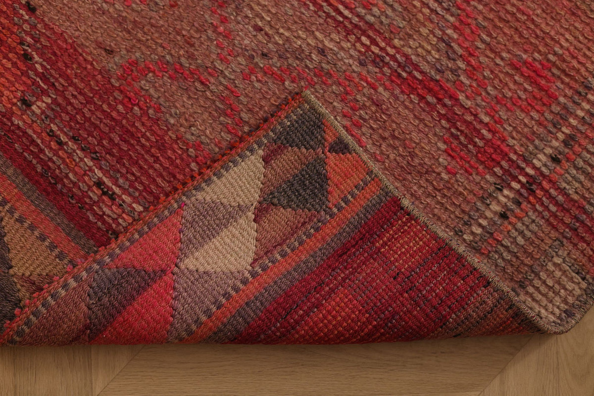 Vintage Southeastern Persian Style Runner Rug 3x10 ft — Red & Gray Geometric