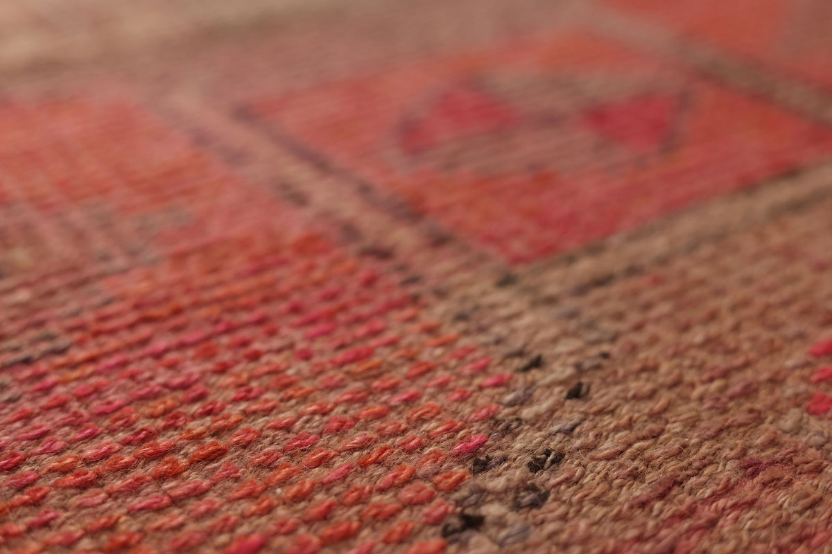 Vintage Southeastern Persian Style Runner Rug 3x10 ft — Red & Gray Geometric