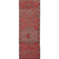 Vintage Southeastern Persian Style Runner Rug 3x10 ft — Red & Gray Geometric
