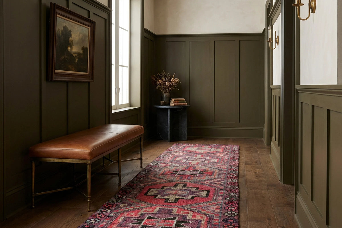Persian Style Runner Rug in a styled room