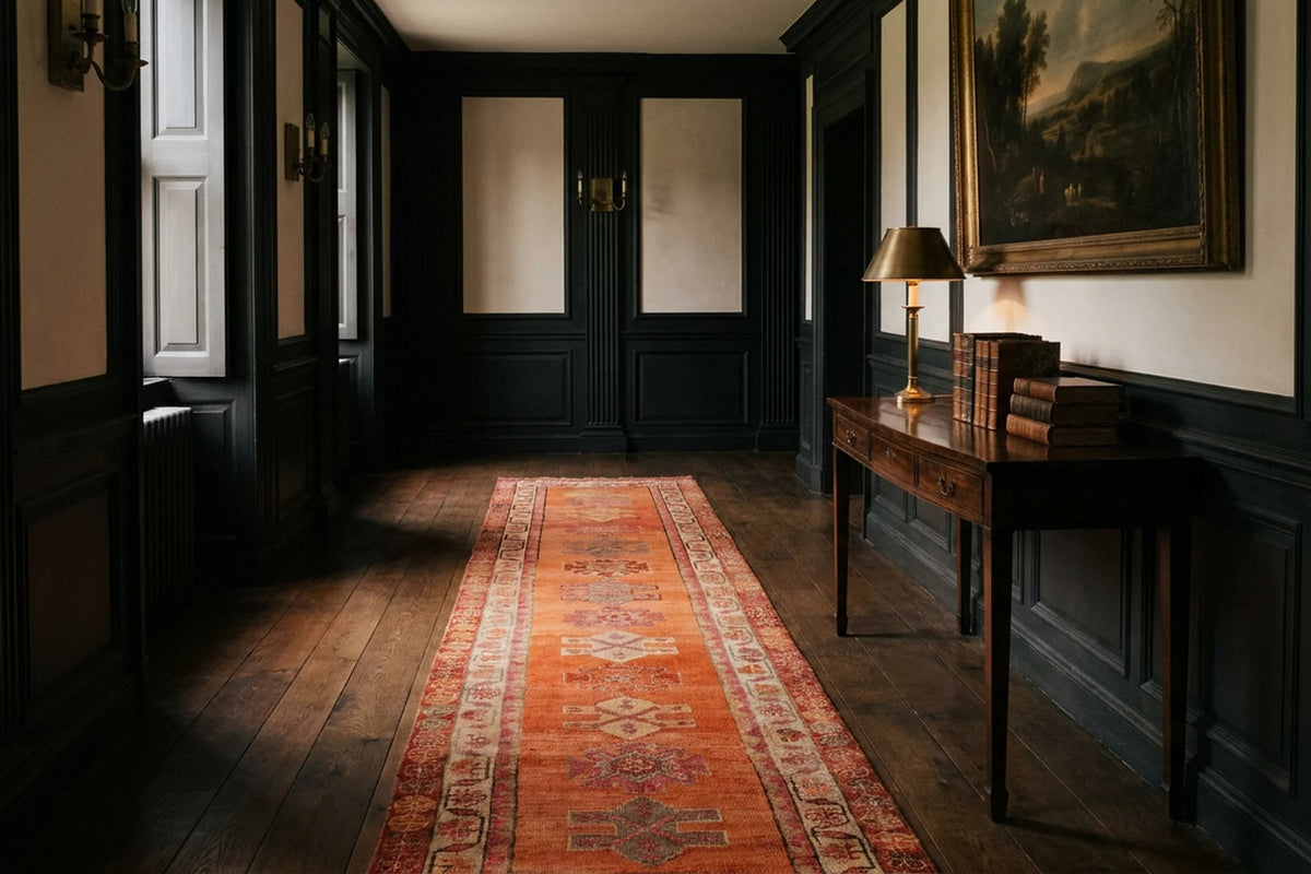 Persian Style Runner Rug in a styled room