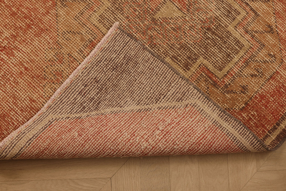 Vintage Malatya Turkish Runner Rug 3x10 ft — Red & Brown Geometric