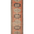 Vintage Manisa Turkish Runner Rug 2x10 ft — Orange & Green Geometric