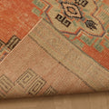 Vintage Manisa Turkish Runner Rug 2x10 ft — Orange & Green Geometric