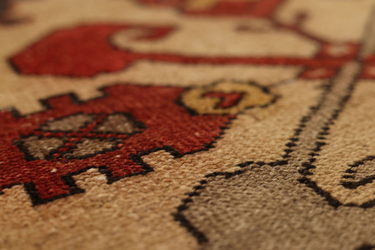 Vintage Niğde Turkish Runner Rug 2x10 ft — Red & Beige Geometric