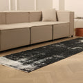 Vintage Isparta Turkish Runner Rug 2x10 ft — Black & White Distressed