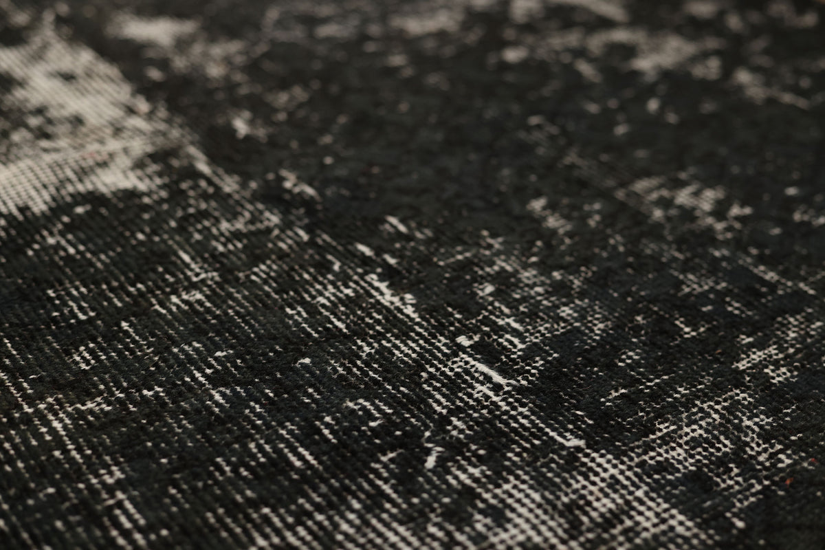 Vintage Isparta Turkish Runner Rug 2x10 ft — Black & White Distressed