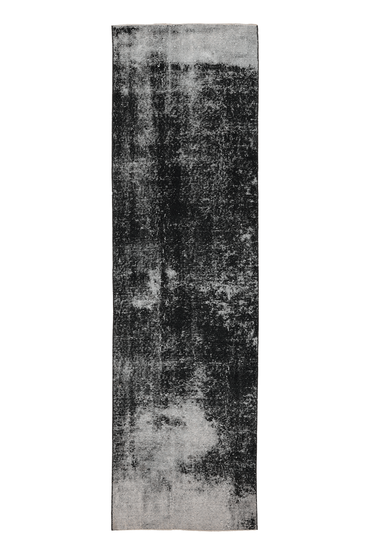 Vintage Isparta Turkish Runner Rug 2x10 ft — Black & White Distressed