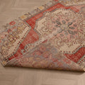 Vintage Nevşehir Turkish Area Rug 4x7 ft — Red & Beige Floral