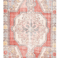 Vintage Nevşehir Turkish Area Rug 4x7 ft — Red & Beige Floral