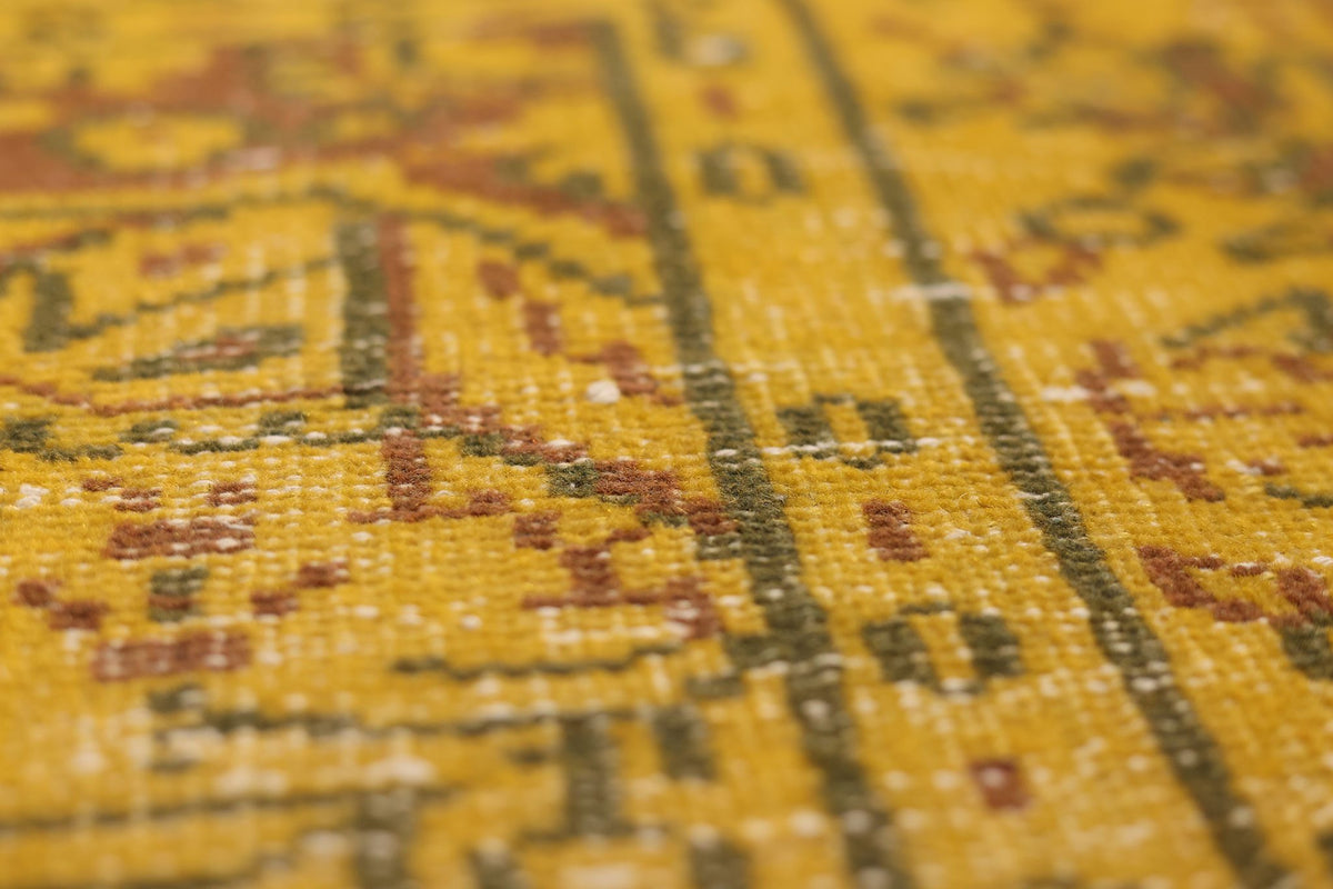 Vintage Isparta Turkish Area Rug 6x9 ft — Yellow & Orange Floral