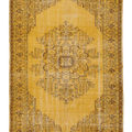 Vintage Isparta Turkish Area Rug 6x9 ft — Yellow & Orange Floral