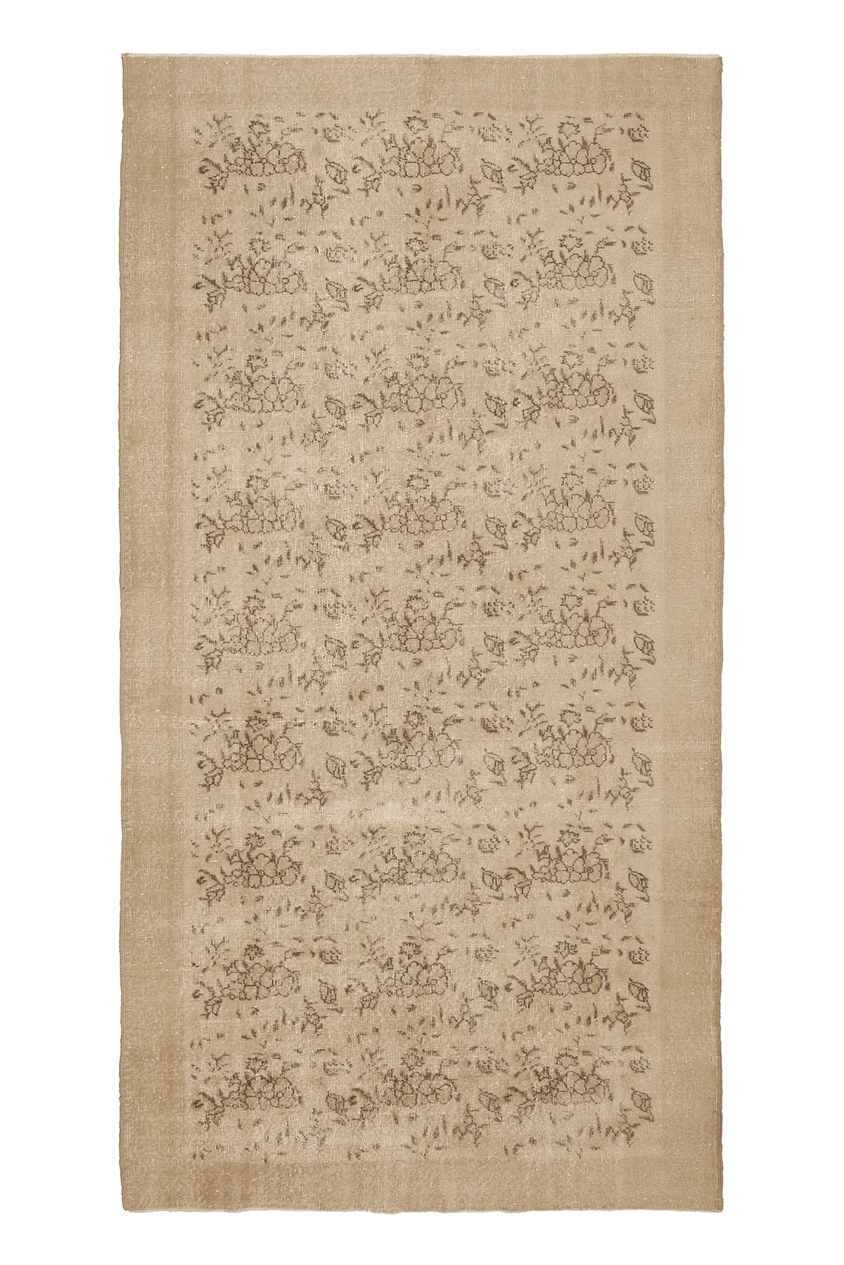 Vintage Isparta Turkish Area Rug 5x10 ft — Beige & Brown Floral