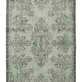 Vintage Isparta Turkish Area Rug 6x9 ft — Green & Gray Floral