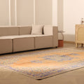 Vintage Isparta Turkish Area Rug 6x9 ft — Orange & Blue Floral