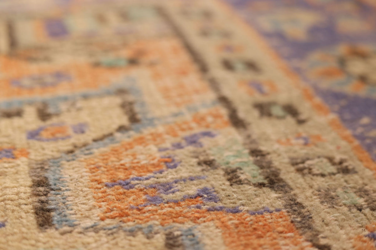 Vintage Isparta Turkish Area Rug 6x9 ft — Orange & Blue Floral