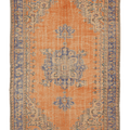 Vintage Isparta Turkish Area Rug 6x9 ft — Orange & Blue Floral