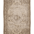 Vintage Manisa Turkish Area Rug 6x9 ft — Beige & Brown Floral