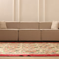 Vintage Isparta Turkish Area Rug 7x10 ft — Beige & Pink Floral