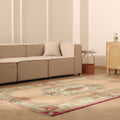 Vintage Isparta Turkish Area Rug 6x9 ft — Beige & Green Floral