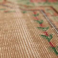 Vintage Isparta Turkish Area Rug 6x9 ft — Beige & Green Floral