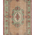 Vintage Isparta Turkish Area Rug 6x9 ft — Beige & Green Floral