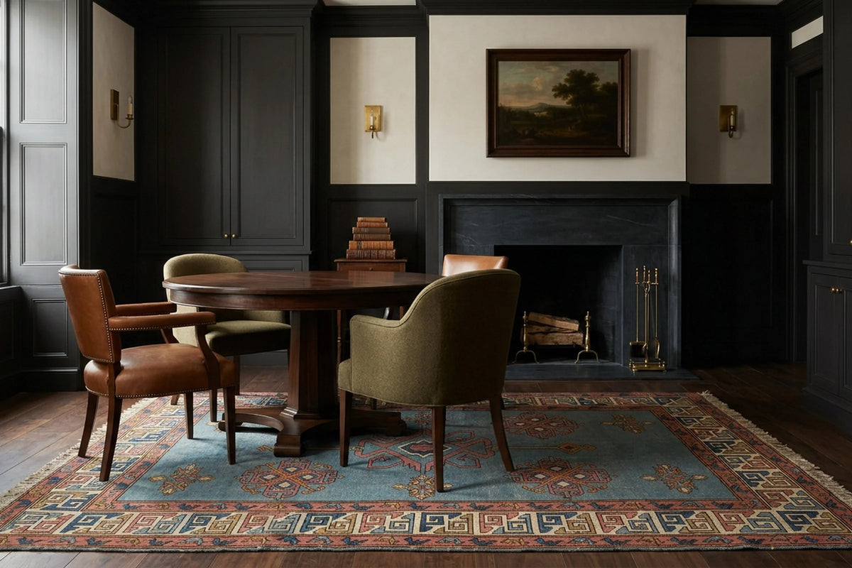 Vintage rug in a styled room