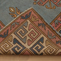 Vintage Uşak Turkish Area Rug 6x9 ft — Blue & Pink Geometric