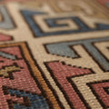 Vintage Uşak Turkish Area Rug 6x9 ft — Blue & Pink Geometric