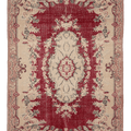 Vintage Isparta Turkish Area Rug 6x9 ft — Red & Beige Floral (No. 33602)