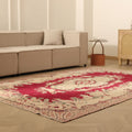 Vintage Isparta Turkish Area Rug 6x9 ft — Red & Beige Floral (No. 33602)