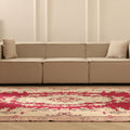 Vintage Isparta Turkish Area Rug 6x9 ft — Red & Beige Floral (No. 33602)