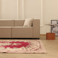 Vintage Isparta Turkish Area Rug 6x9 ft — Red & Beige Floral (No. 33602)