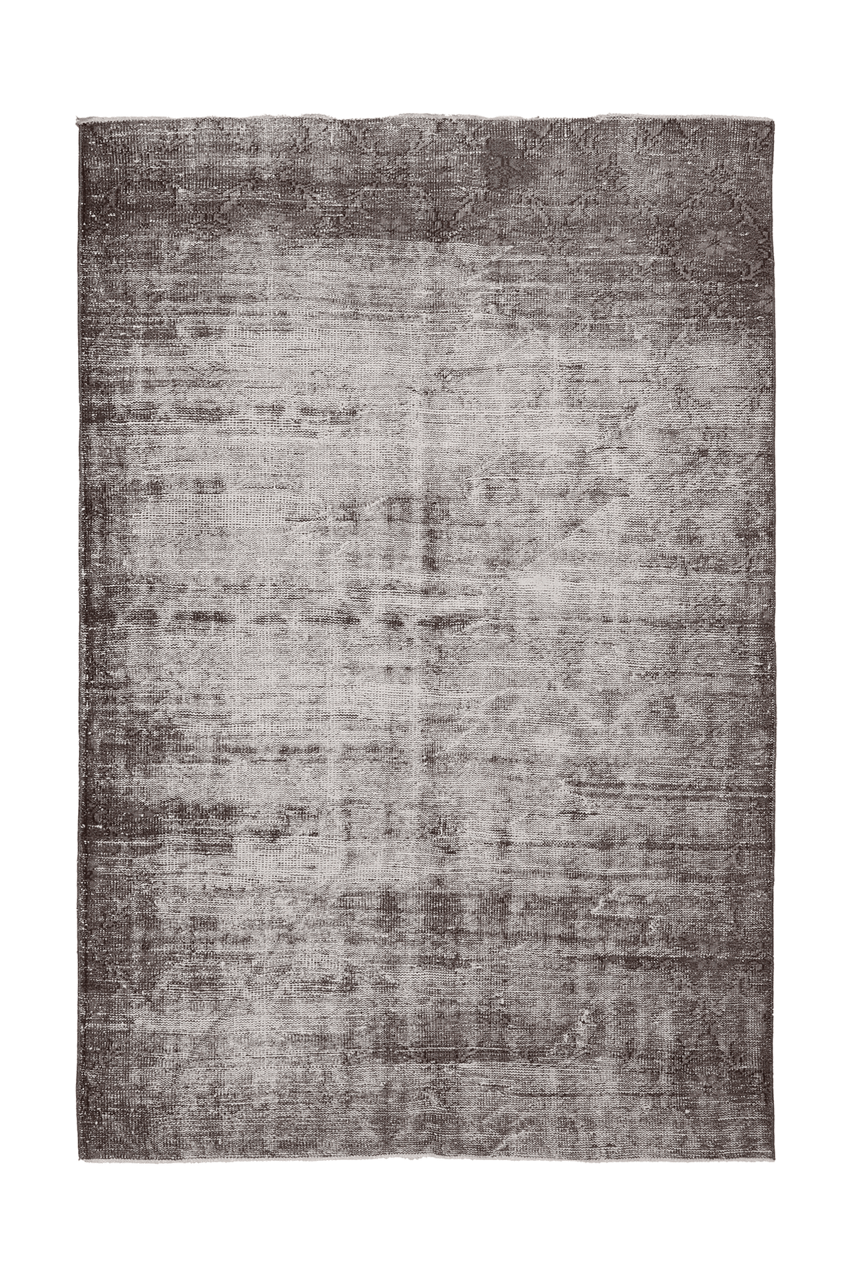 Vintage Isparta Turkish Area Rug 5x8 ft — Gray & Brown Distressed