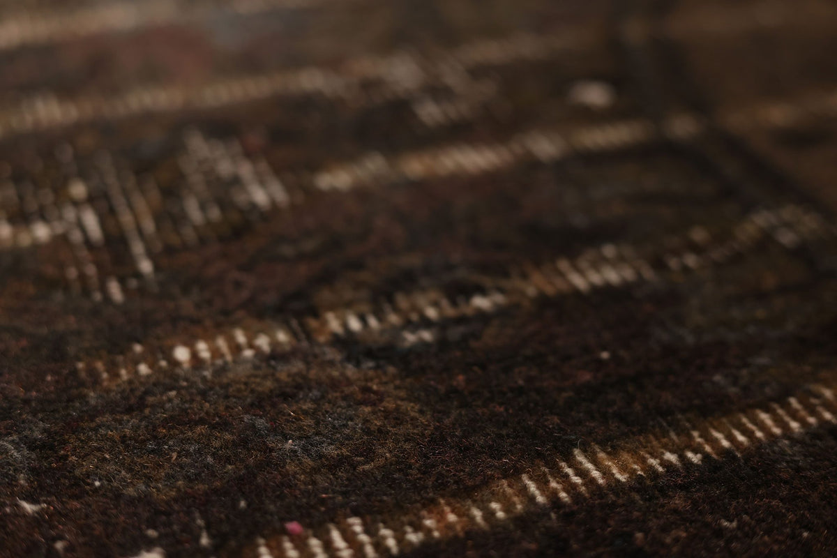Vintage Isparta Turkish Area Rug 6x9 ft — Brown & Gray Stripped