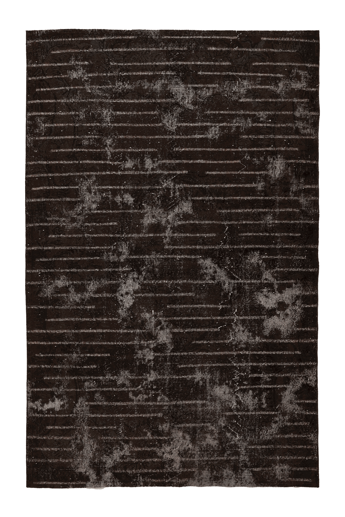 Vintage Isparta Turkish Area Rug 6x9 ft — Brown & Gray Stripped