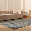 Vintage Manisa Turkish Area Rug 6x9 ft — Blue & Gray Floral