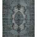 Vintage Manisa Turkish Area Rug 6x9 ft — Blue & Gray Floral