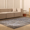 Vintage Isparta Turkish Area Rug 6x9 ft — Blue & Gray Floral